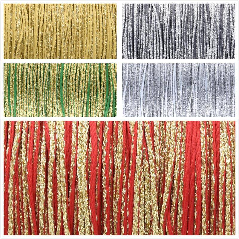 跨境新款圣诞红撞色织带diy材料礼物包装绳子金葱拼色线带绳10码