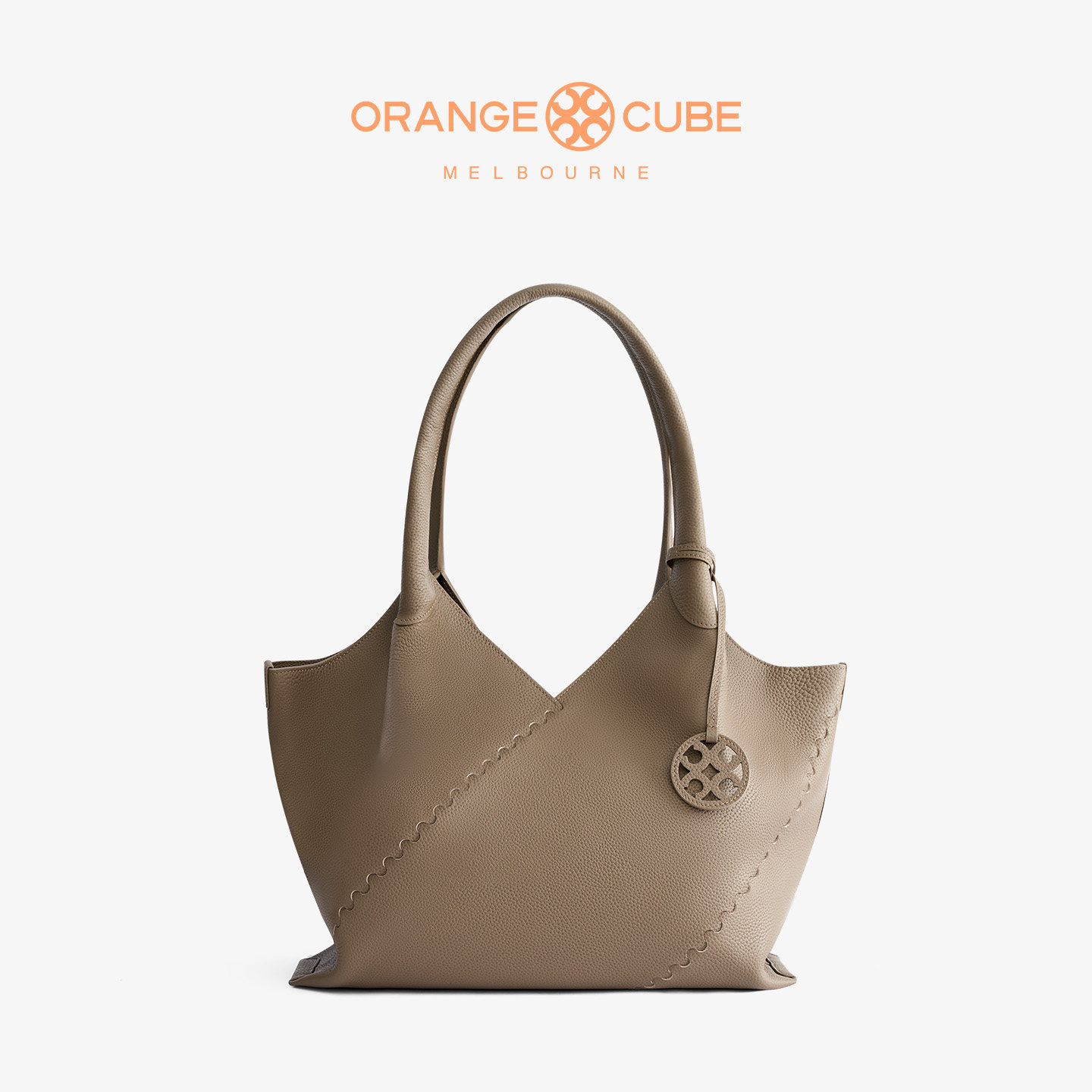 Orange Cube女包粽叶托特包头层牛皮大容量电脑包轻奢通勤单肩包