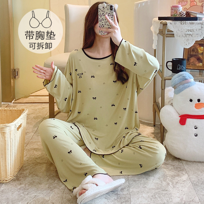 春秋季大码260斤莫代尔睡衣套装女胖MM200斤加肥长袖带胸垫家居服,女士内衣/男士内衣/家居服,睡衣/家居服套装,淘宝优惠券,粉丝福利购,淘宝优惠卷