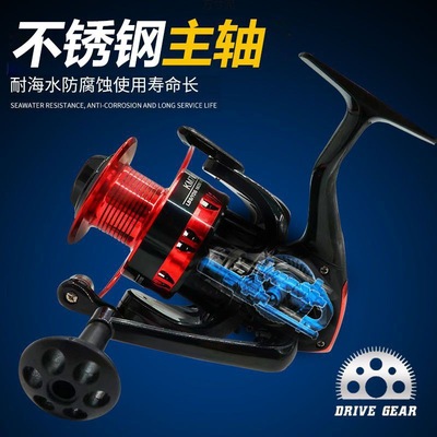 金属纺车轮路亚金属渔轮13+远投竿厂防轴亚海路头批发海水不锈钢