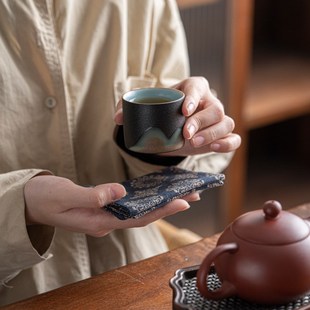 陶瓷复古主人杯s单杯家用品茗杯远山茶具送礼品高档礼盒 茶杯中式