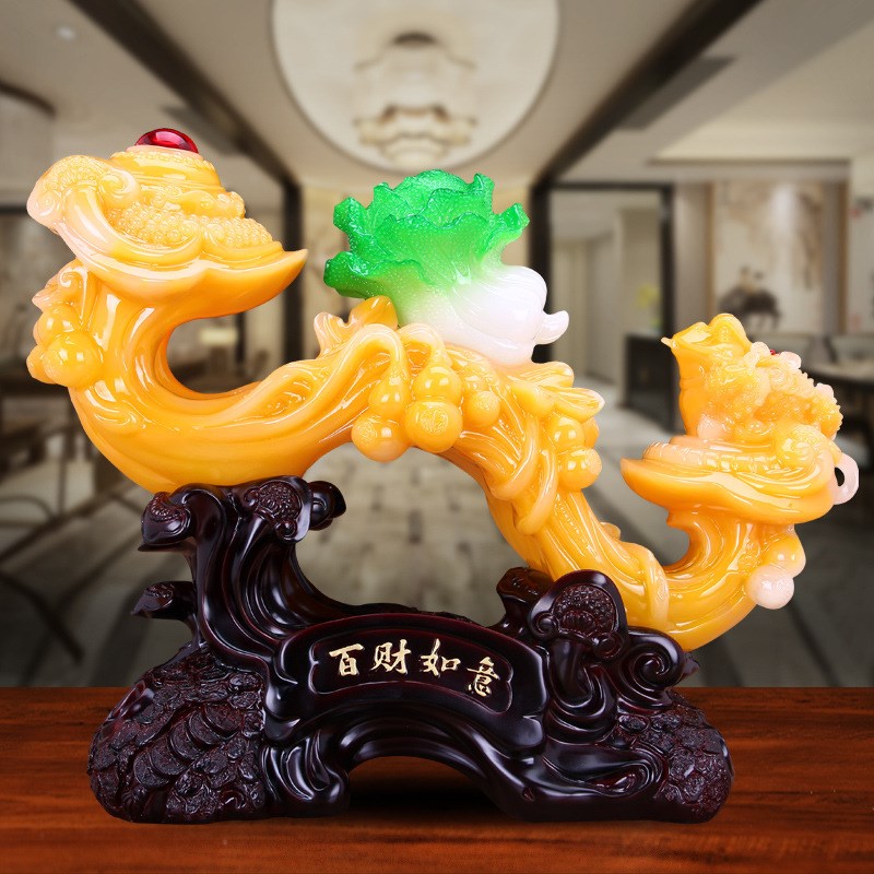 中式仿玉如意摆件乔迁新居礼品家居客厅酒柜电P视柜装饰树脂工艺