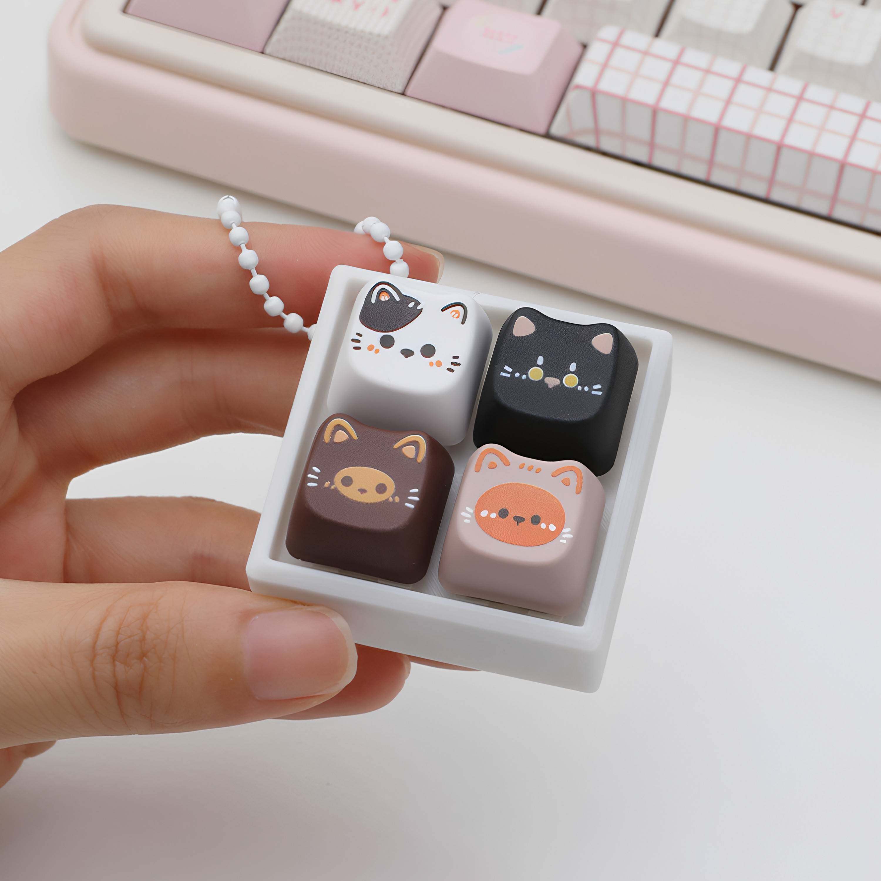 敲敲莓解压键帽可爱猫猫键盘按键玩具挂件钥匙扣keycapfidgettoy