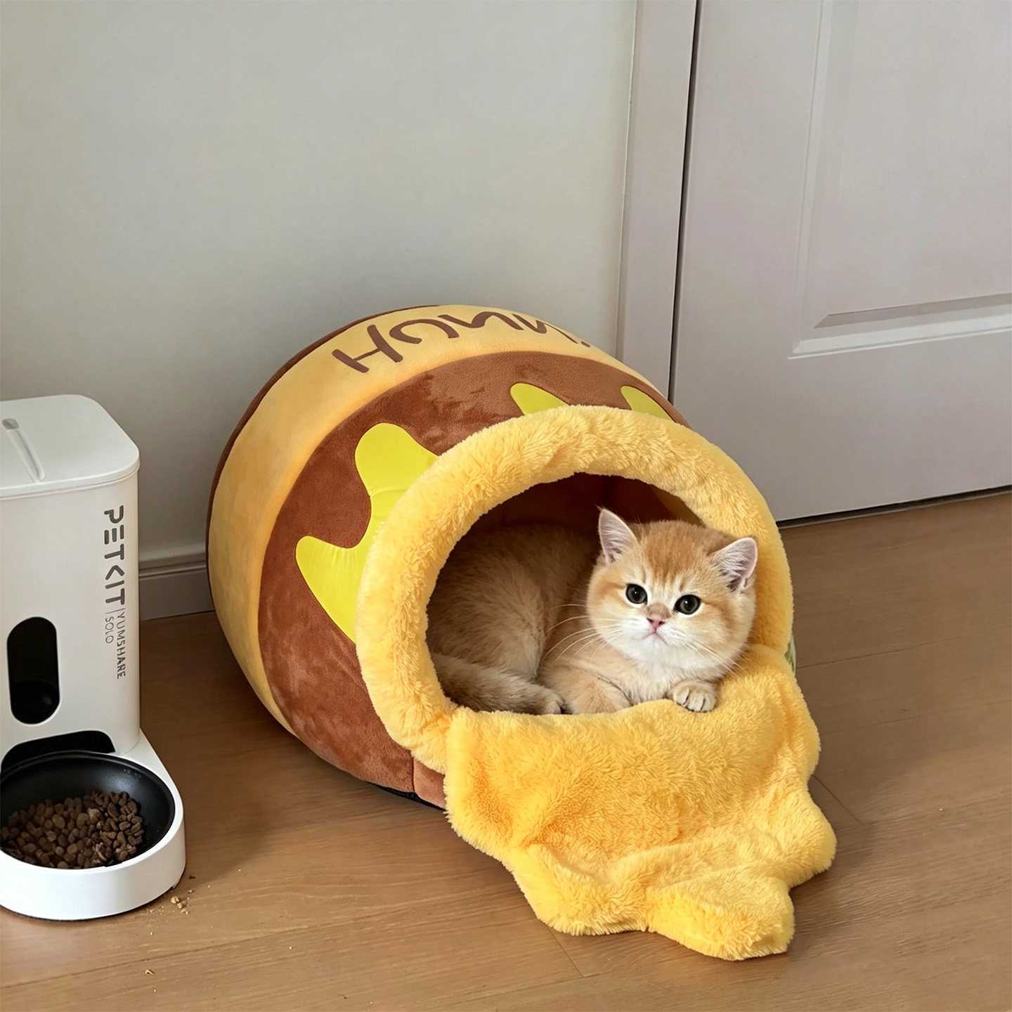 猫窝冬季加厚半封闭安全感可爱蜂蜜罐宠物屋四季通用狗窝保暖猫床