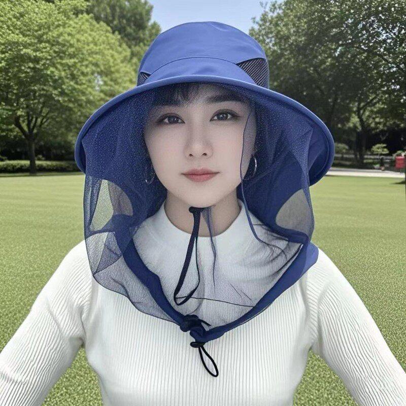 干农活神器下地掰玉米砍甘蔗防刮脸头戴防蚊罩防晒防蚊男女遮阳帽