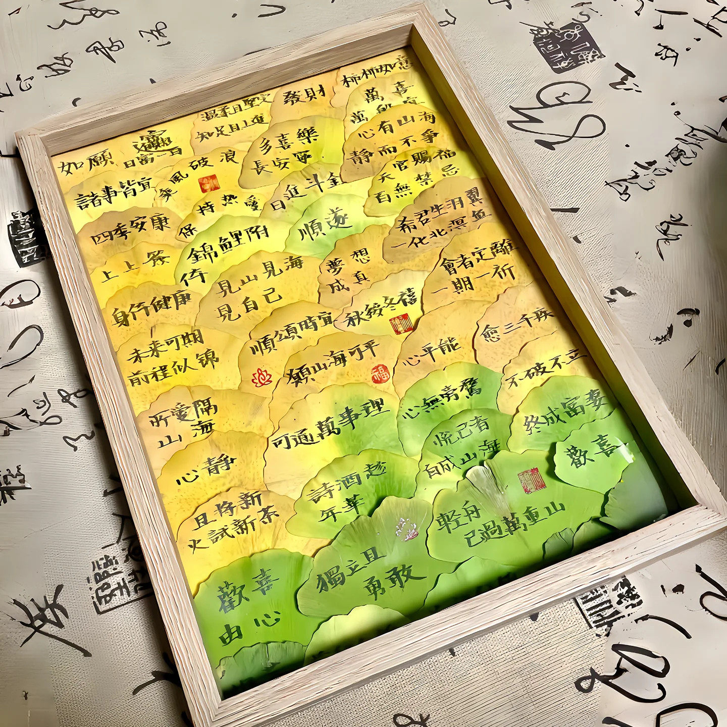 银杏叶相框手工diy材料包书法装饰画摆台秋季礼物送朋友生日祝福