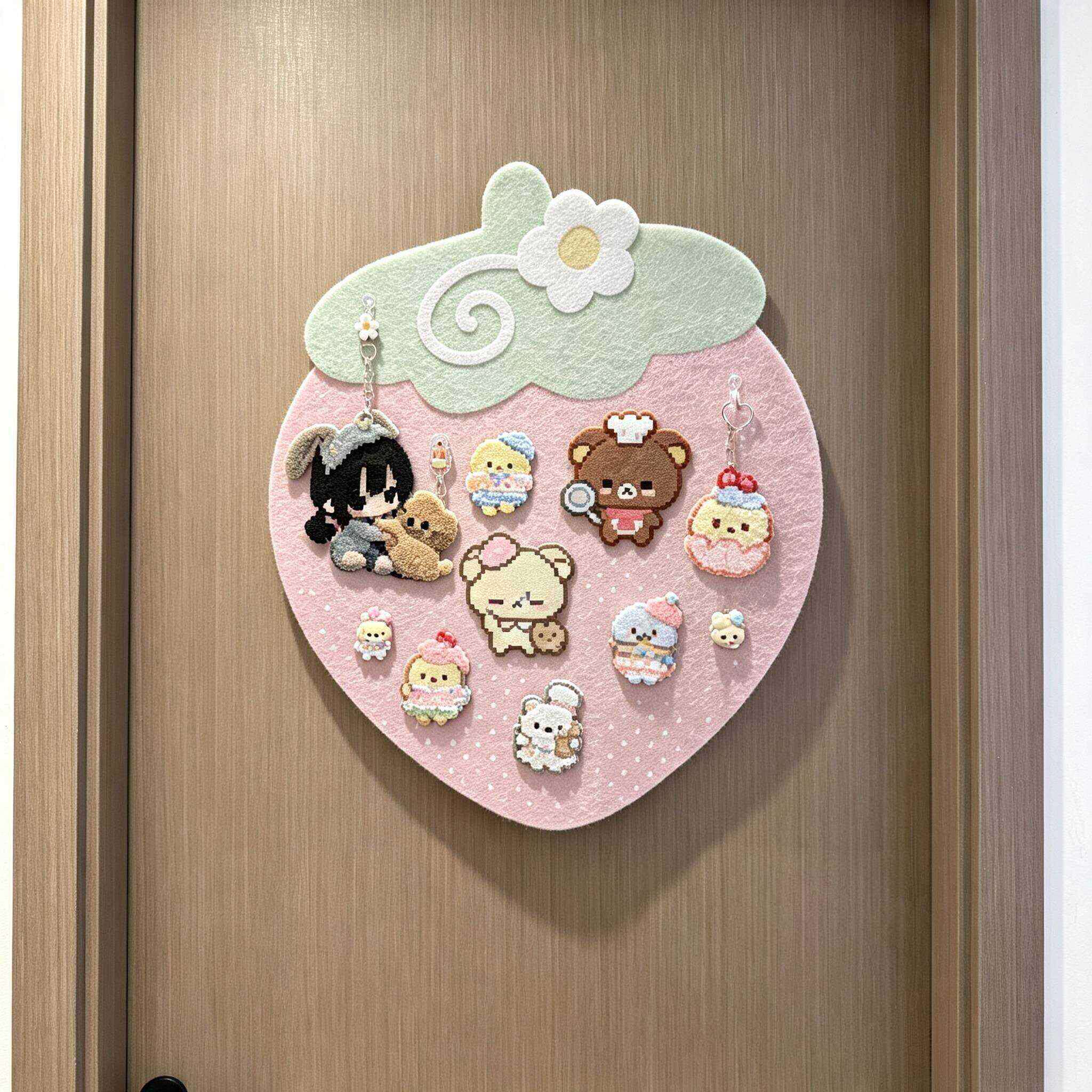 太萌啦~草莓毛毡板拼豆成品展示板墙贴diy手工收纳板免打孔装饰贴