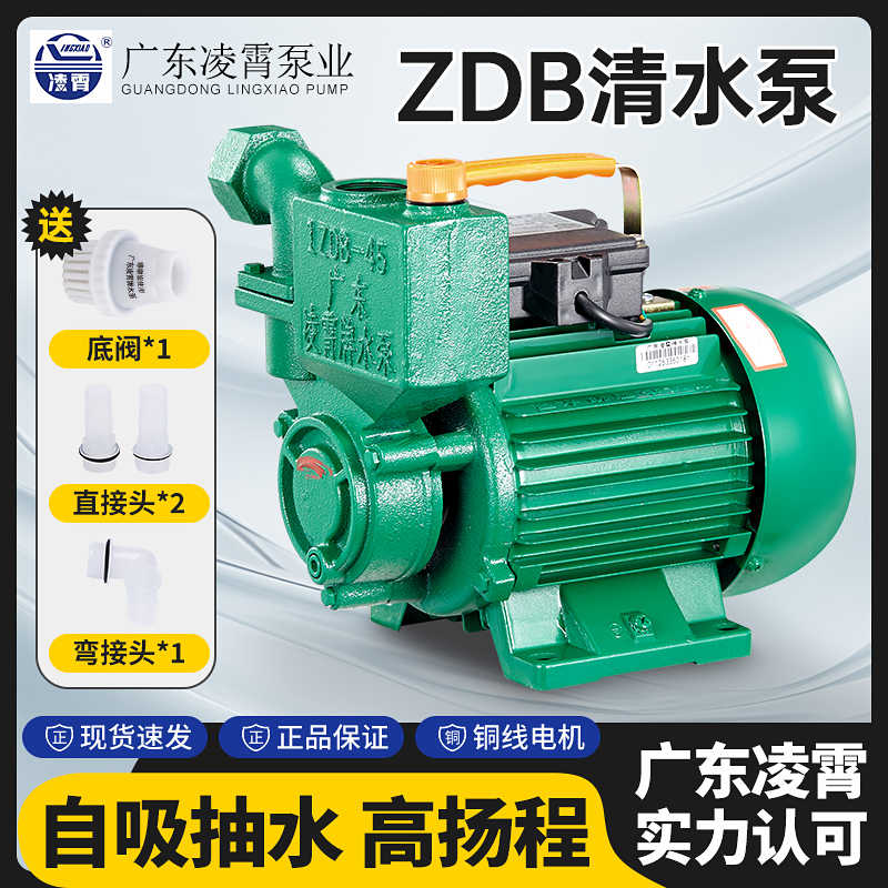 广东凌霄水泵家用自来水增压泵1ZDB35/45/65井水抽水机自吸水泵