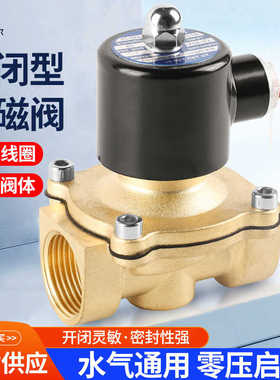 常闭电磁阀电子开关水管自动控制水阀气阀DN15 4分220v24v铜线圈