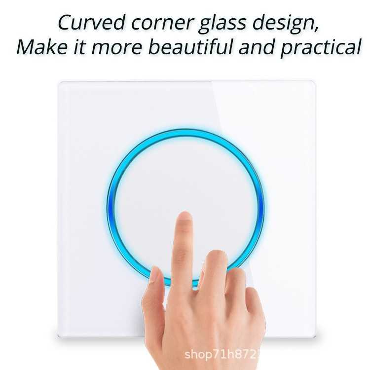 新款直销86玻璃面板白色 轻点开关 大光圈LED 家用酒店开关全系列