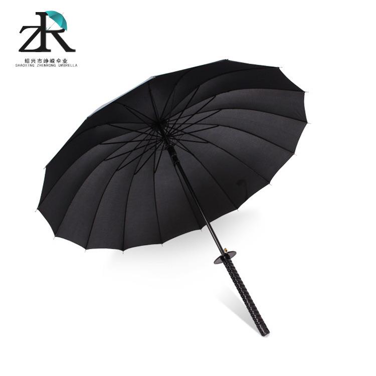 新款直销创意长柄武士伞刀伞8骨直杆晴雨伞 遮阳伞加大黑色广告伞
