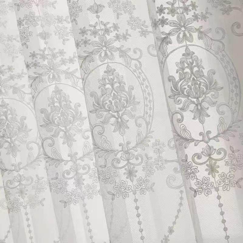 新款直销北欧风格纱帘白色窗纱绣花客厅窗帘新款欧美式刺绣薄式柯