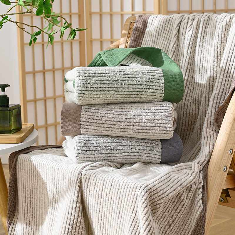 新款直销朴希新品纯棉浴巾套装32股B类日式竖条清新超柔吸水家用