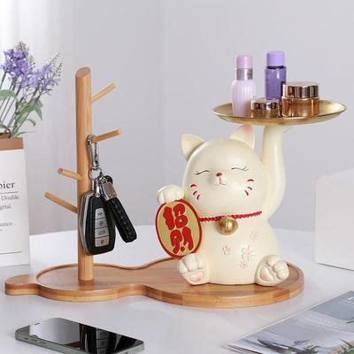 新款直销树杈轻奢收纳摆件猫摆件摆设玄关客厅托盘钥匙钥匙收纳猫