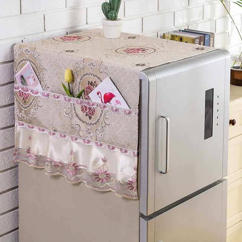 新款直销2021新款布艺冰箱巾 棉麻家用防尘罩单双开门雪中花冰箱