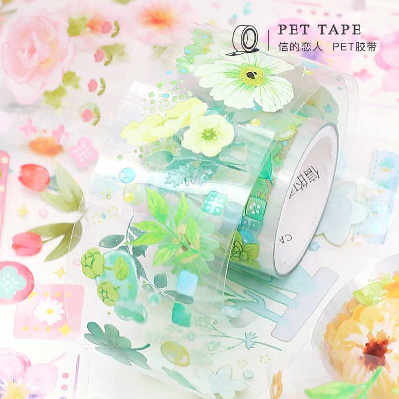新款直销PET水晶透明胶带 芳野莉莉丝花朵植物小清新手帐拼贴装饰