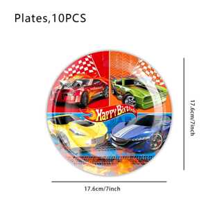 新款直销风火轮小汽车主题主题生日派对餐具纸盘纸杯纸巾拉旗气球