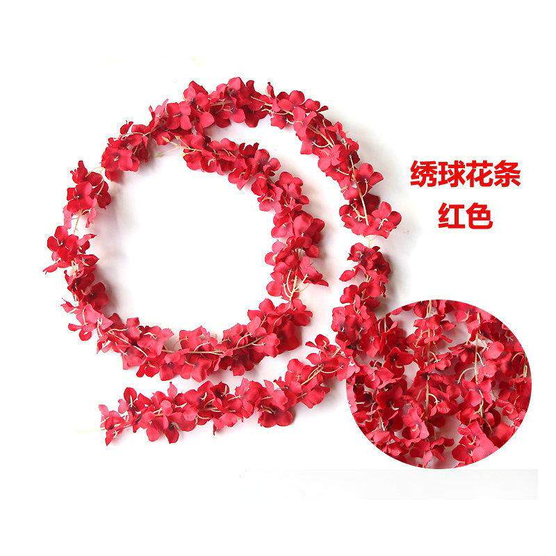新款直销绣球仿真花条花串装饰绣球 婚庆壁挂花藤房间装饰 绣球吊