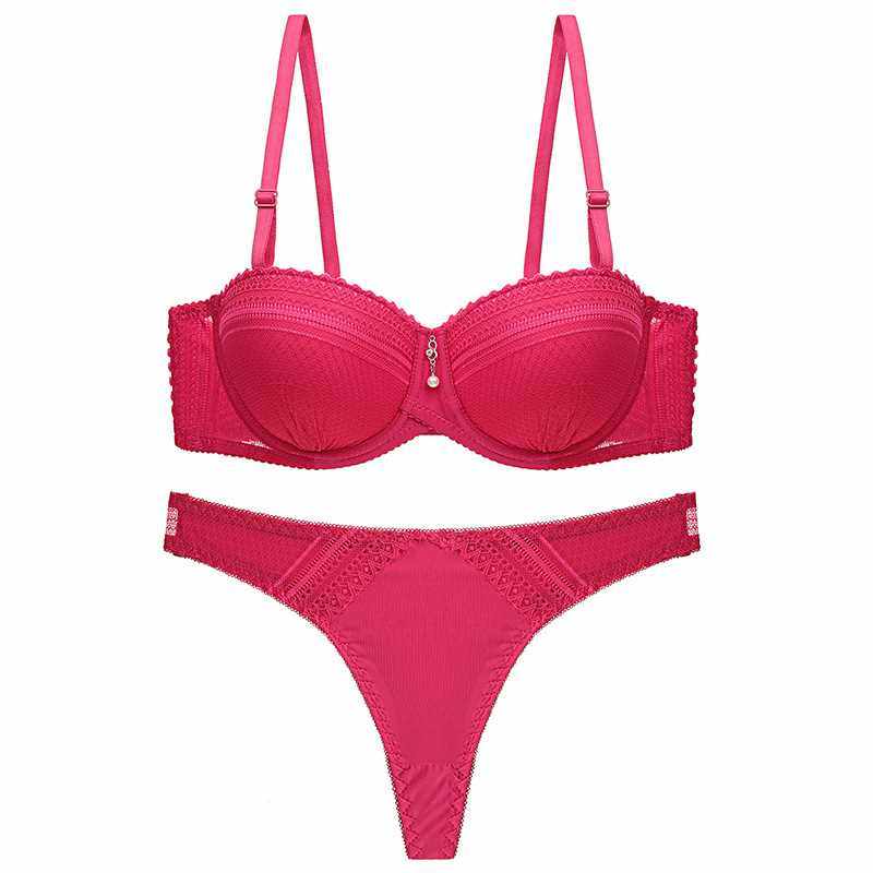 新款直销直销性感蕾丝锦纶文胸套装欧美薄杯纯色定型内衣套装跨境