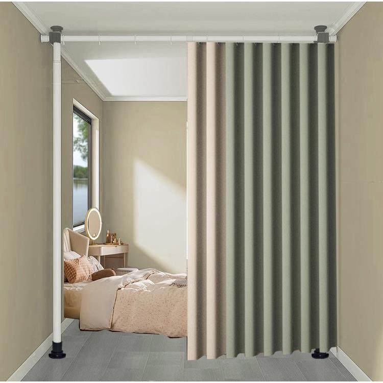 新款直销J&免打孔折叠移动隔断客厅分割卧室出租房间Ｌ型床围遮挡