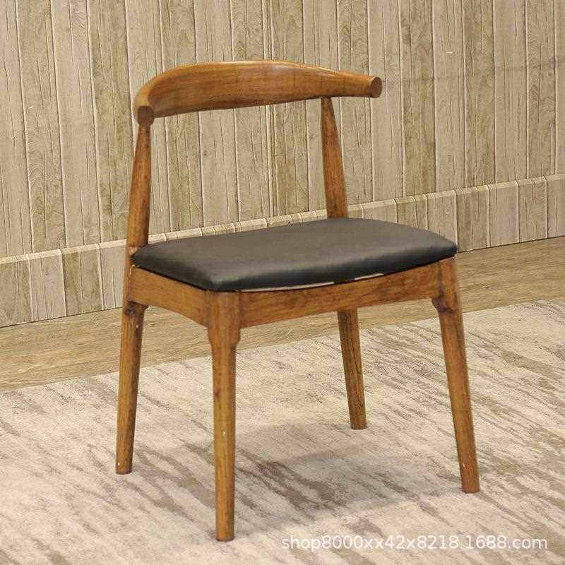 新款直销新中式实木椅子靠背椅北欧餐厅牛角椅办公家用总统椅书桌