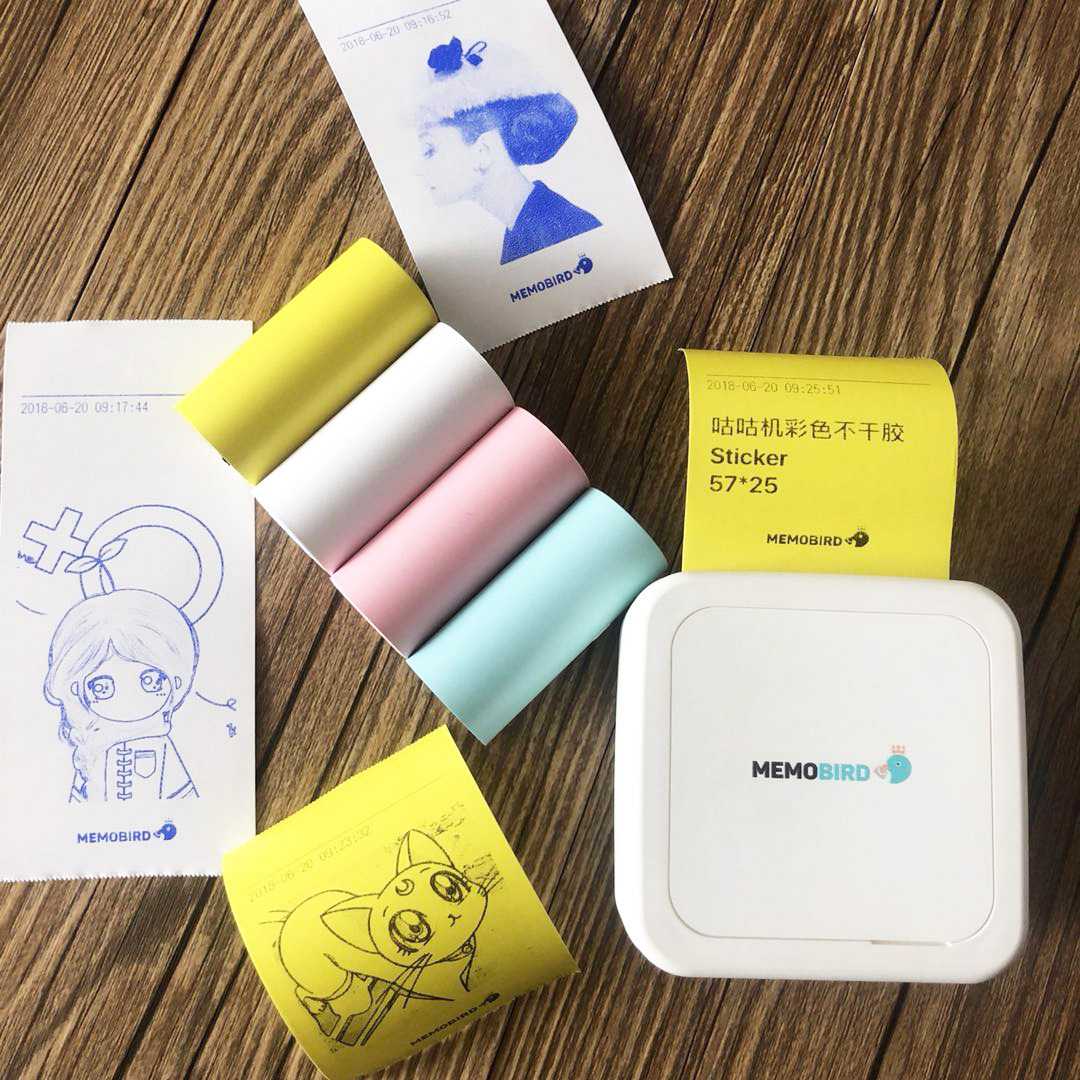 新款直销memo bird咕咕机GT1 57*25不干胶热敏打印纸彩色标签可贴
