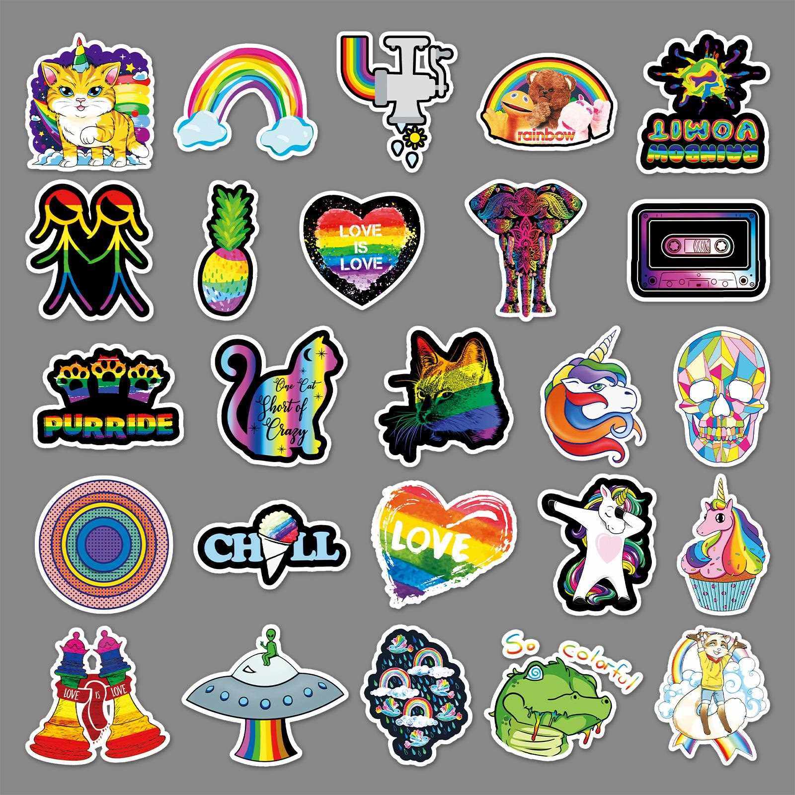 新款直销100张不重复彩色系涂鸦贴纸行李箱手机汽车滑板车不干胶