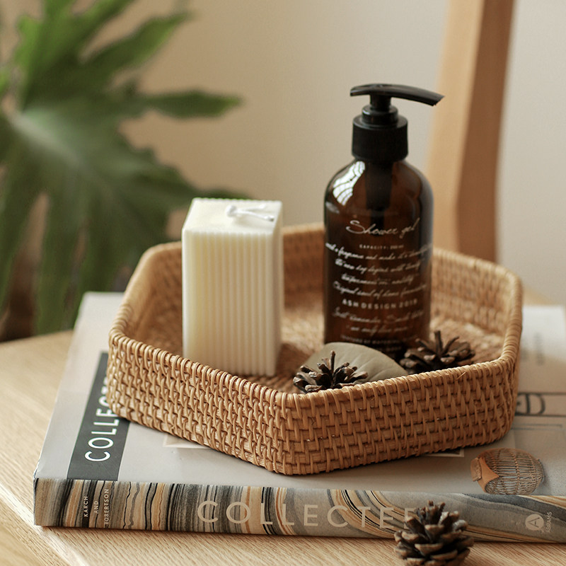 日式收纳筐浴室整理框藤编柳编竹筐竹篮编织果盘水Y果篮子零食框,收纳整理,其他收纳篮,淘宝优惠券,粉丝福利购,淘宝优惠卷