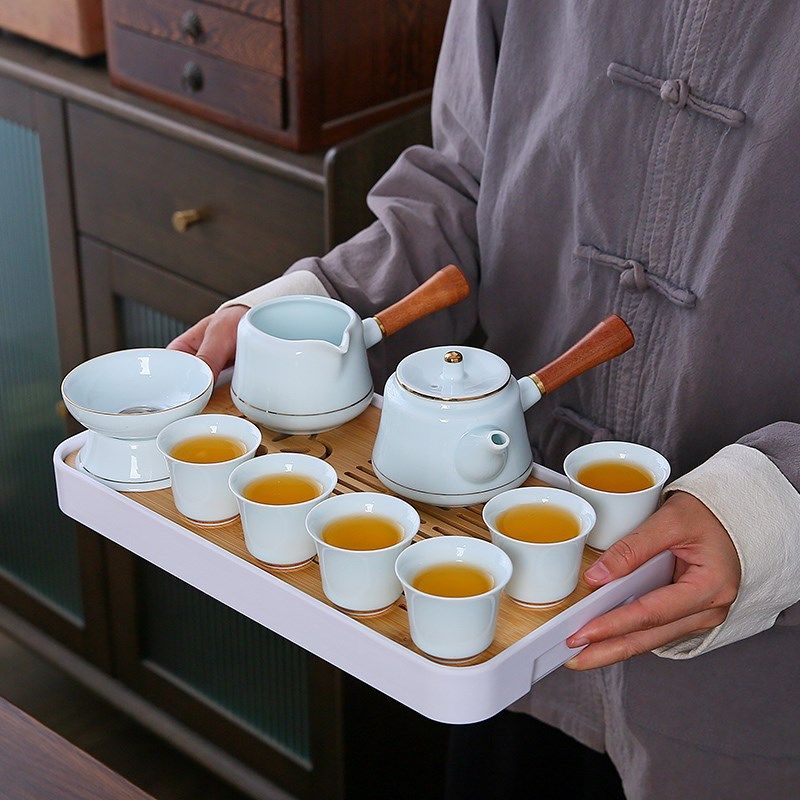 便携式旅行茶具影青白瓷套v装户外泡茶喝茶装备随行侧把壶一壶六,餐饮具,旅行茶具,淘宝优惠券,粉丝福利购,淘宝优惠卷