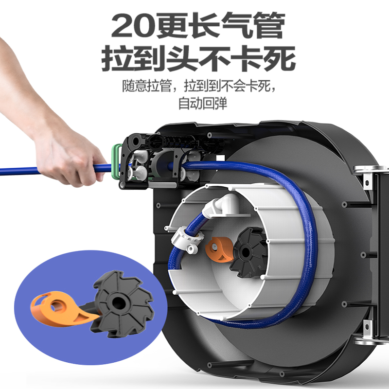 自动伸缩卷管器气鼓电鼓绕管器4S店花园浇花高压洗车水鼓超长20米