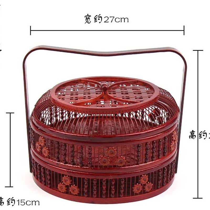 新品特色竹编喜h盒竹篮水果篮喜事红篮两层提篮月饼礼品篮收纳篮,特色手工艺,竹编/竹雕,淘宝优惠券,粉丝福利购,淘宝优惠卷