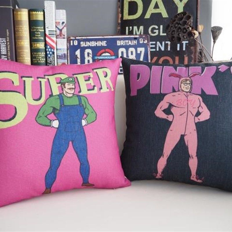 搞笑卡通怪蜀黍怪叔叔 粉t红色 厚棉麻靠枕套沙发抱枕床上靠垫含,居家布艺,靠垫/抱枕,淘宝优惠券,粉丝福利购,淘宝优惠卷