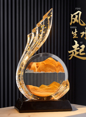 流沙画风a生水起客厅摆件轻奢高档酒柜电视柜玄关家居饰品开业招