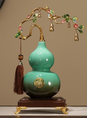 新中式五福葫芦摆件o家居软饰品寓意好物搬家送朋友礼物陶瓷工艺