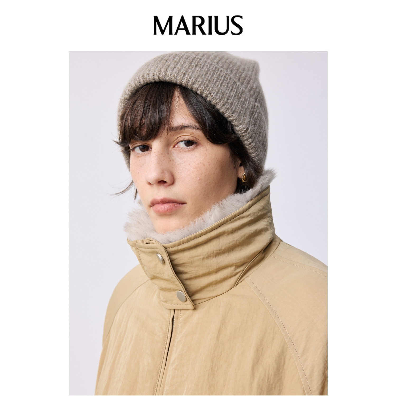 MARIUS可机洗羊绒秋冬氛围感造型神器修饰脸型佰搭针织帽