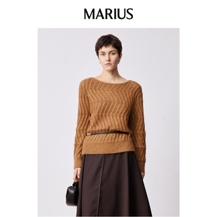 套衫 MARIUS 羊绒羊毛混纺立体折线镂空开衫 鎏金衫 Bmate基础系列