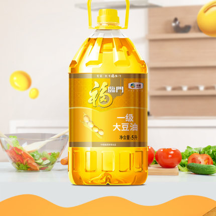 中粮福临门一级大豆油5升L家庭炒菜烹饪食用植物油桶装批发团购