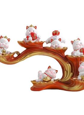 创意招猫摆室件厅玄关酒柜家居招财猫摆装饰品办公桌面财摆设乔迁