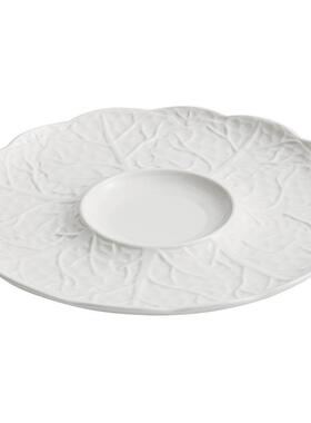 白菜形盘子陶餐瓷白轻奢高级感西位CQW餐盘平盘菜盘高端酒上摆台