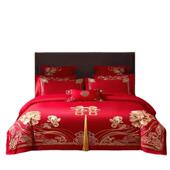 九H2181喜家狐婚庆件纺长绒刺绣四件套备婚喜被结婚床上用品棉全