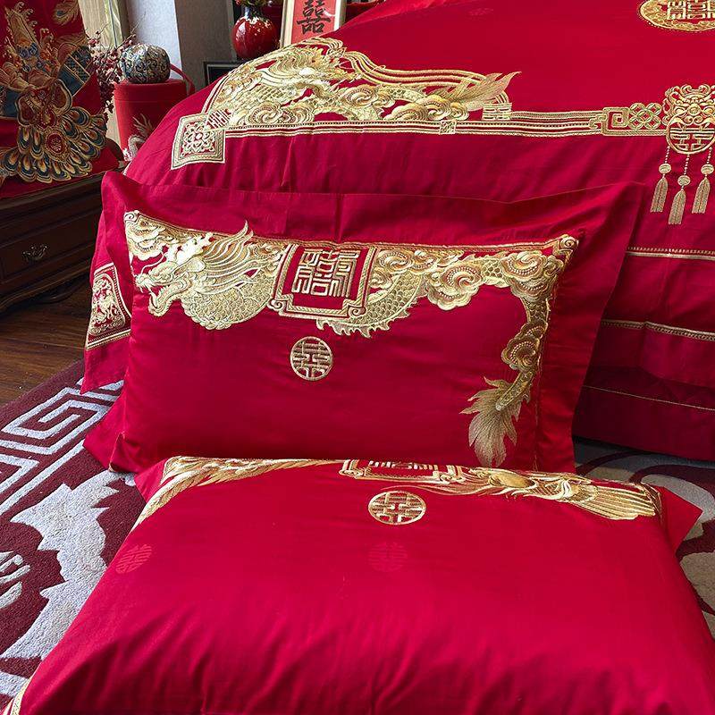 九全喜狐婚庆家纺简0约四件套10棉刺绣被套女方M1046嫁妆备婚款十,床上用品,婚庆床品套件,淘宝优惠券,粉丝福利购,淘宝优惠卷