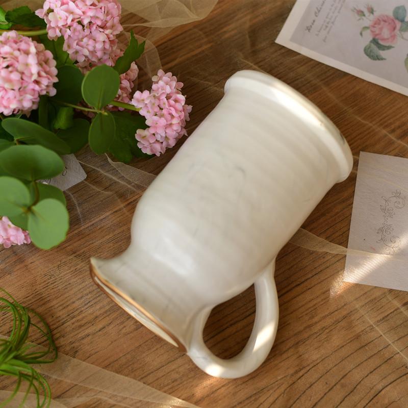 法式乡村复古白瓷陶瓷花瓶花壶花器手工艺术品装饰器皿仿真花摆件