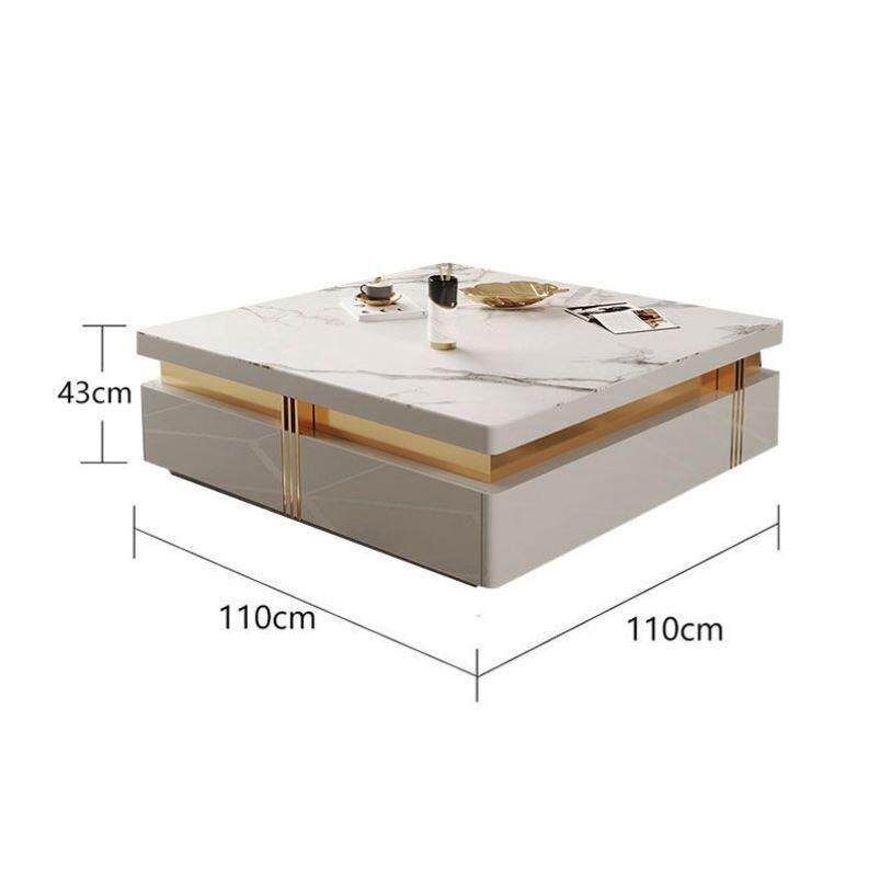 长方形岩板大茶几套装现代客厅家用新款高级轻奢茶几电视柜组合