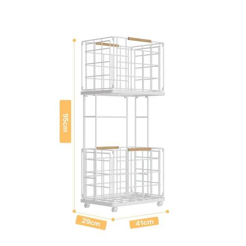 北欧风家居双层脏衣篮家用置物架浴室可移动放脏衣服收纳筐蓝脏衣