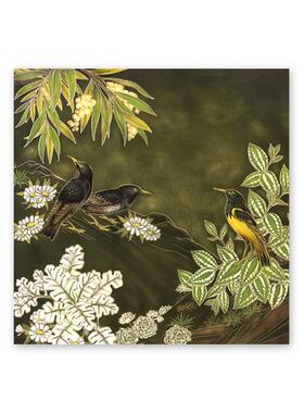 百鸟朝阳客厅装饰画新中式高级感沙发背景墙挂画中古餐厅艺术壁画