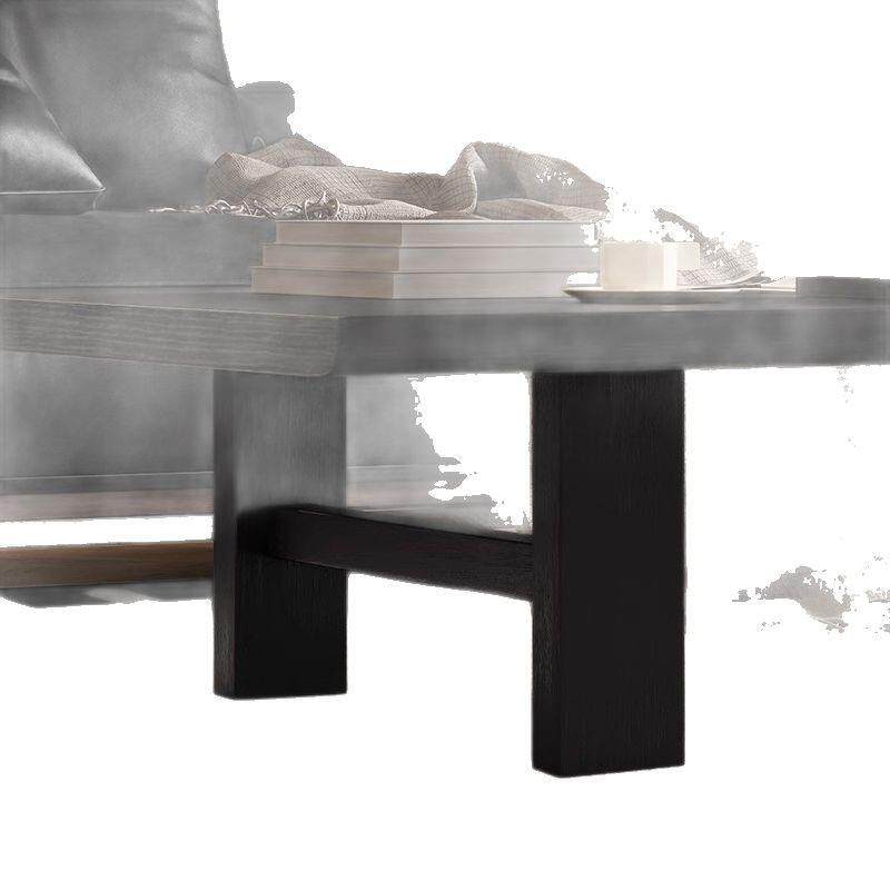 中古风侘寂风家具实木桌子长方形黑色茶几客厅民宿复古小户型茶几