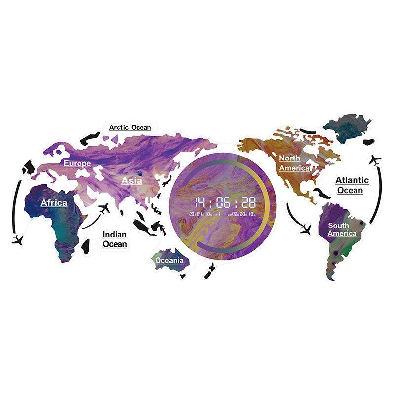 创意挂墙钟世界地图挂钟钟简约客厅家用钟表餐厅网红装饰壁挂式,家居饰品,挂钟,淘宝优惠券,粉丝福利购,淘宝优惠卷