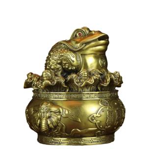 黄铜金蟾白菜金蟾聚宝盆金蟾家居店铺黄铜金蟾摆件百财金蟾