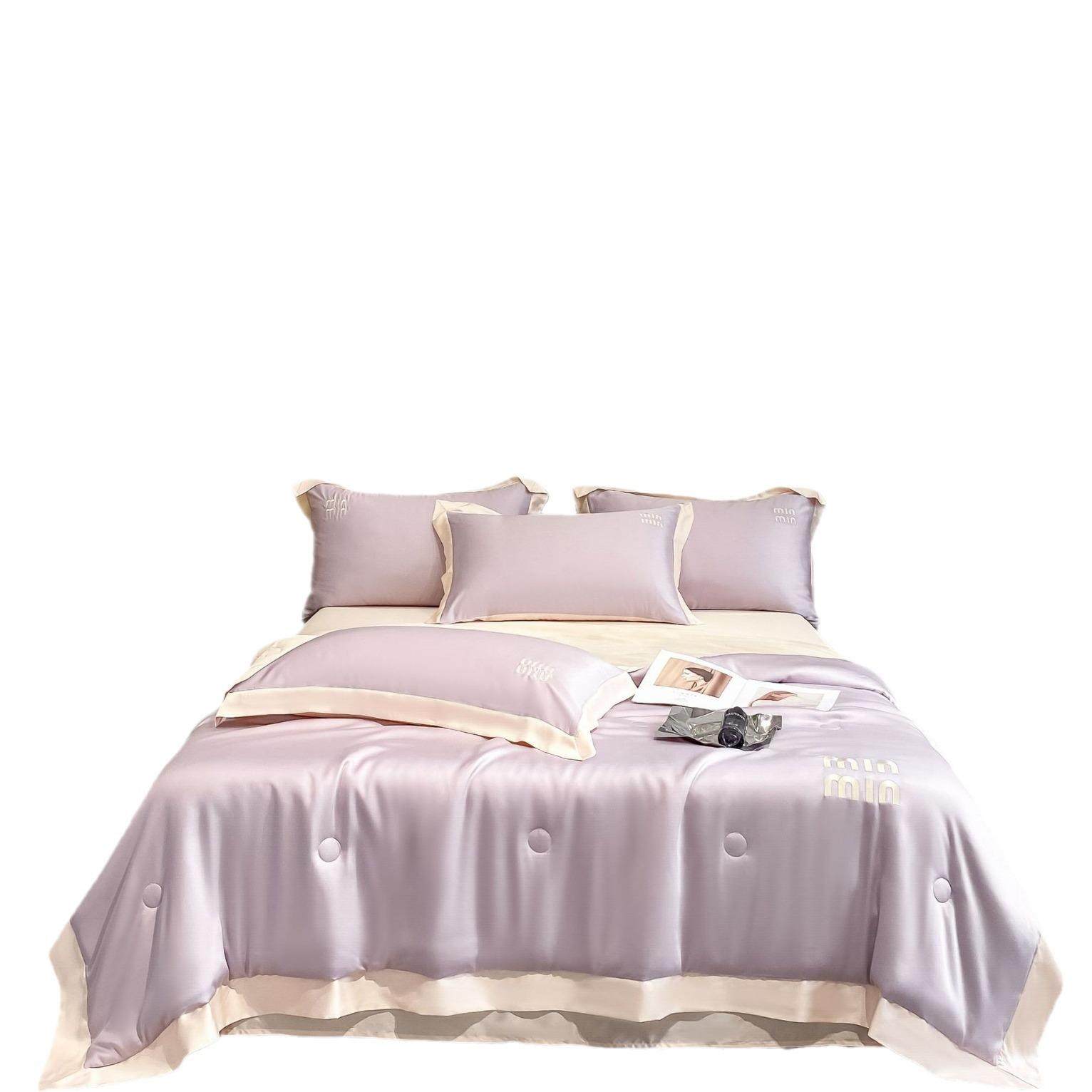 冰丝优品轻奢夏被四件套刺绣夏凉被薄款宿舍单人凉感空调被可机洗,床上用品,化纤被,淘宝优惠券,粉丝福利购,淘宝优惠卷