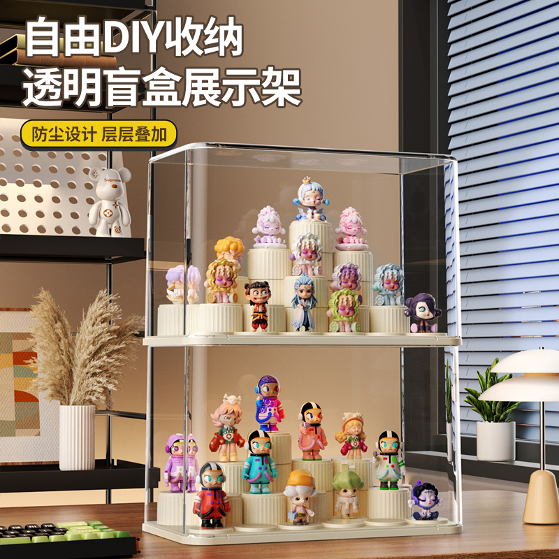 盲盒公仔手办泡泡玛特透明展示盒